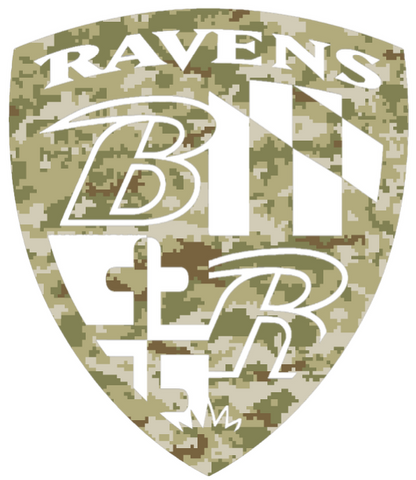 Baltimore Ravens Crest Logo Salute to Service Camouflage Camo Vinyl Decal PICK SIZE