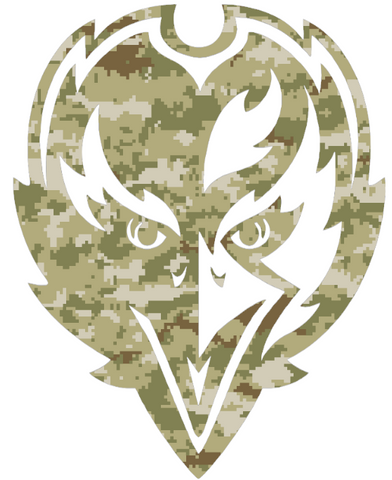 Baltimore Ravens Alternate Raven Head Logo Salute to Service Camouflage Camo Vinyl Decal PICK SIZE