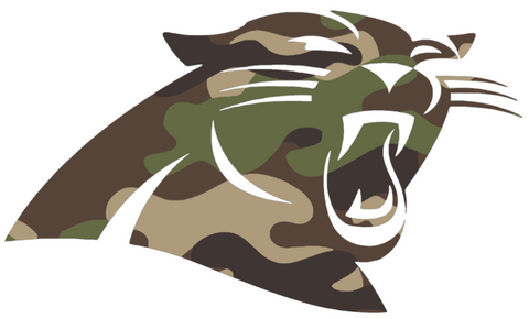 Carolina Panthers Woodland Camo Camouflage Team Logo Premium DieCut Vinyl Decal PICK SIZE