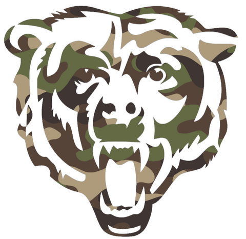 Chicago Bears Woodland Camo Camouflage Screaming Bear Logo Premium DieCut Vinyl Decal PICK SIZE