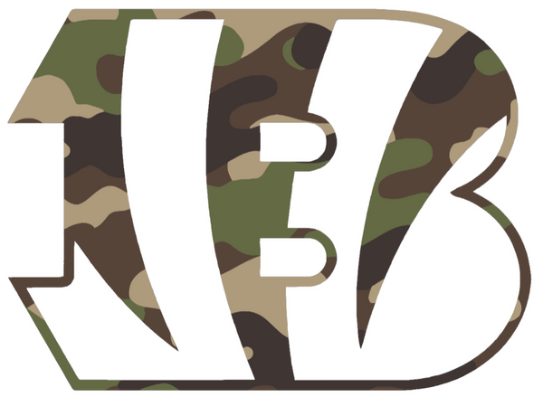 Cincinnati Bengals Woodland Camo Camouflage Team Logo Premium DieCut Vinyl Decal PICK SIZE