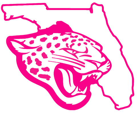 Jacksonville Jaguars Hot Pink Florida State Logo Premium DieCut Vinyl Decal PICK SIZE
