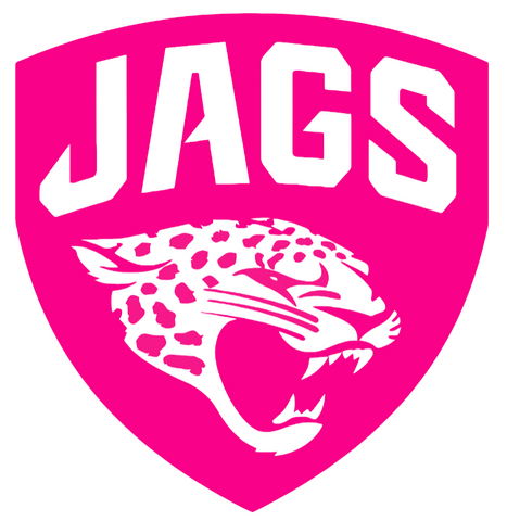 Jacksonville Jaguars Hot Pink Shield Logo Premium DieCut Vinyl Decal PICK SIZE