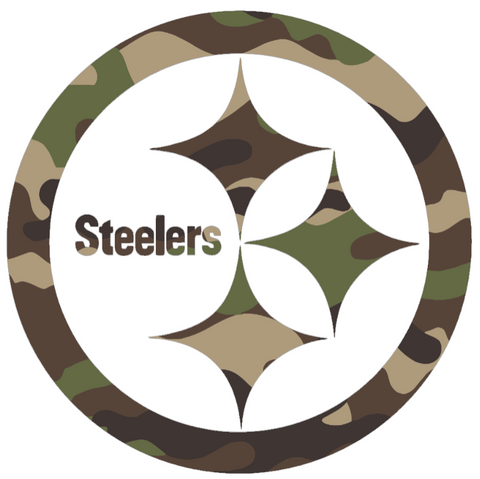 Pittsburgh Steelers Woodland Camo Camouflage Team Logo Premium DieCut Vinyl Decal PICK SIZE