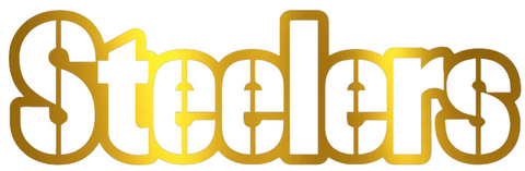 Pittsburgh Steelers GOLD CHROME MIRROR Team Name Logo Premium DieCut Vinyl Decal PICK SIZE