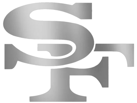 San Francisco 49ers SILVER CHROME MIRROR SF Logo Premium DieCut Vinyl Decal PICK SIZE