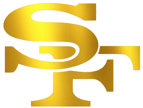 San Francisco 49ers GOLD CHROME MIRROR SF Logo Premium DieCut Vinyl Decal PICK SIZE