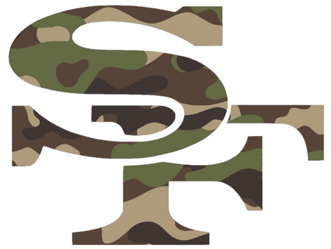 San Francisco 49ers Woodland Camo Camouflage SF Logo Premium DieCut Vinyl Decal PICK SIZE