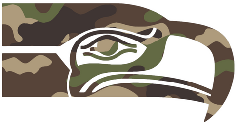 Seattle Seahawks Woodland Camo Camouflage Retro Throwback Logo Premium DieCut Vinyl Decal PICK SIZE