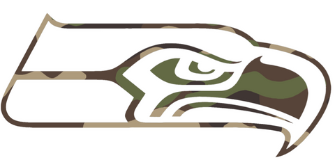 Seattle Seahawks Woodland Camo Camouflage Alternate Logo Premium DieCut Vinyl Decal PICK SIZE