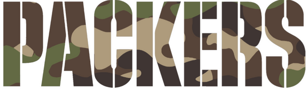 Green Bay Packers Woodland Camo Camouflage Team Name Logo Premium DieCut Vinyl Decal PICK SIZE