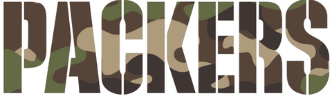 Green Bay Packers Woodland Camo Camouflage Team Name Logo Premium DieCut Vinyl Decal PICK SIZE