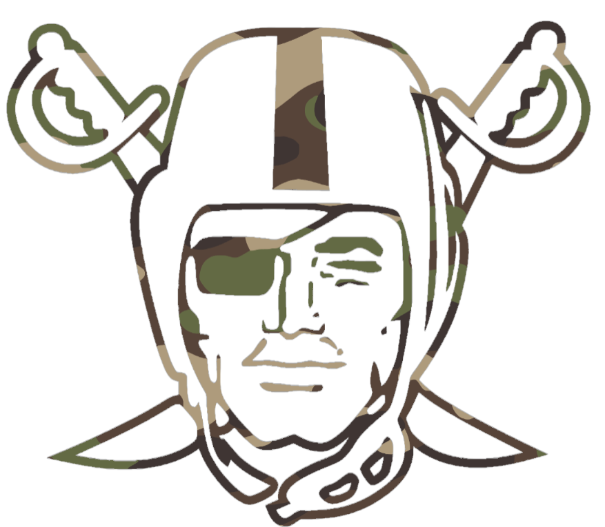 Oakland Raiders Woodland Camo Camouflage Alternate Logo Premium DieCut Vinyl Decal PICK SIZE