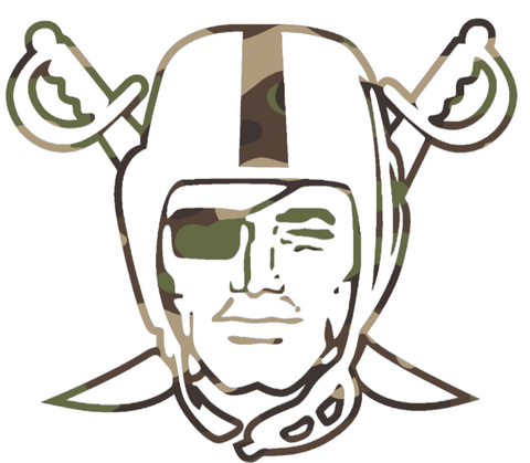 Oakland Raiders Woodland Camo Camouflage Alternate Logo Premium DieCut Vinyl Decal PICK SIZE