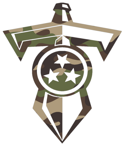 Tennessee Titans Woodland Camo Camouflage Sword Logo Premium DieCut Vinyl Decal PICK SIZE