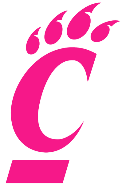 Cincinnati Bearcats HOT PINK Team Logo Premium DieCut Vinyl Decal PICK SIZE