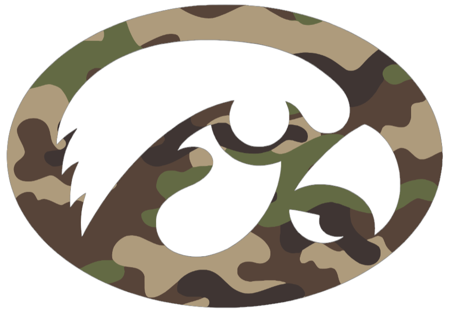 Iowa Hawkeyes Woodland Camo Camouflage Alternate Logo Premium DieCut Vinyl Decal PICK SIZE