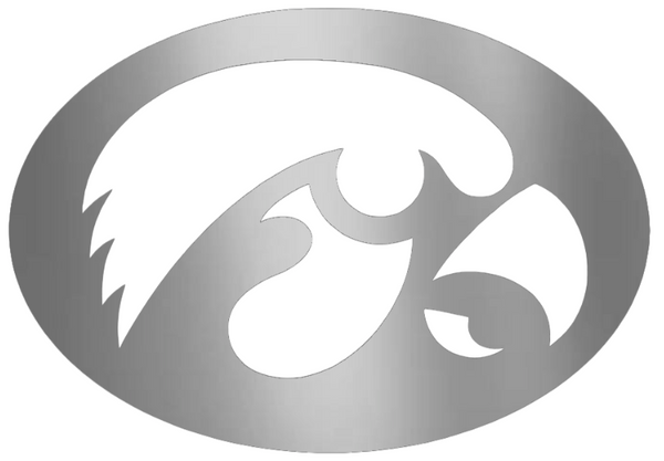 Iowa Hawkeyes SILVER CHROME MIRROR Team Logo Premium DieCut Vinyl Decal PICK SIZE