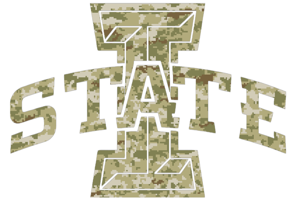 Iowa State Cyclones Team Logo Salute to Service Camouflage Camo Vinyl Decal PICK SIZE