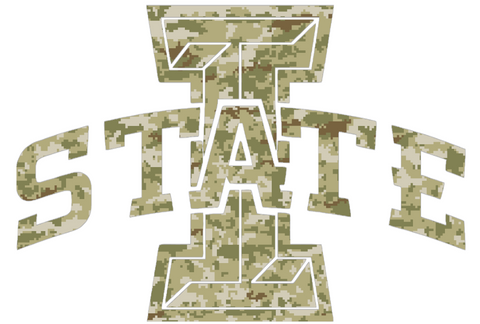 Iowa State Cyclones Team Logo Salute to Service Camouflage Camo Vinyl Decal PICK SIZE