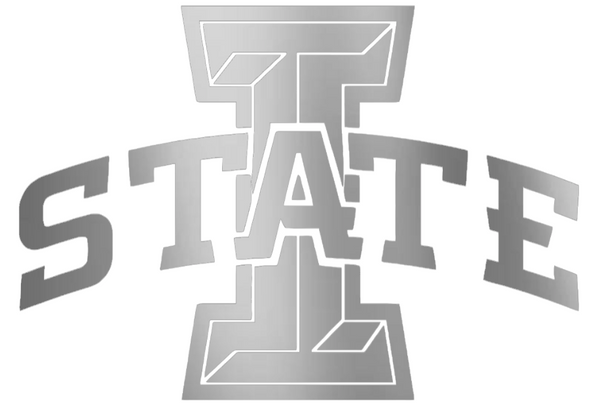 Iowa State Cyclones SILVER CHROME MIRROR Team Logo Premium DieCut Vinyl Decal PICK SIZE