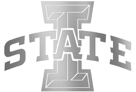 Iowa State Cyclones SILVER CHROME MIRROR Team Logo Premium DieCut Vinyl Decal PICK SIZE