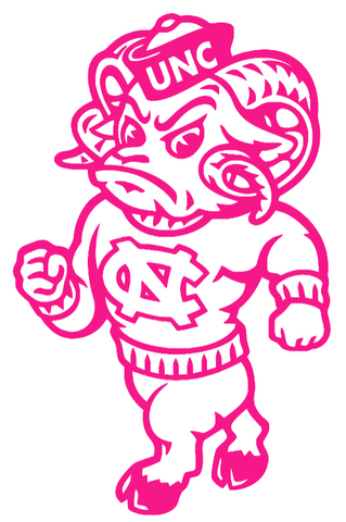 North Carolina Tar Heels Hot Pink Rameses Mascot Logo Premium DieCut Vinyl Decal PICK SIZE