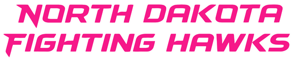North Dakota Fighting Hawks Hot Pink Team Name Logo Premium DieCut Vinyl Decal PICK SIZE