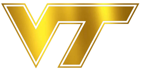 Virginia Tech Hokies GOLD CHROME MIRROR Team Logo Premium DieCut Vinyl Decal PICK SIZE