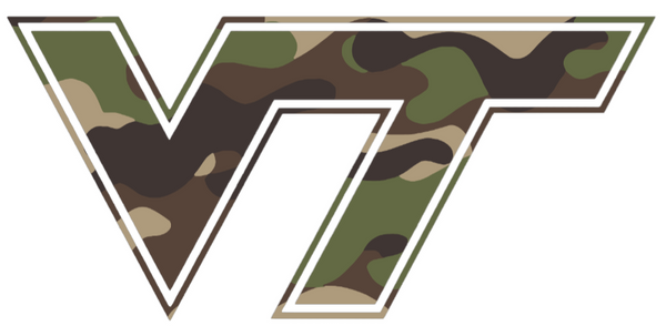 Virginia Tech Hokies Woodland Camo Camouflage Team Logo Premium DieCut Vinyl Decal PICK SIZE
