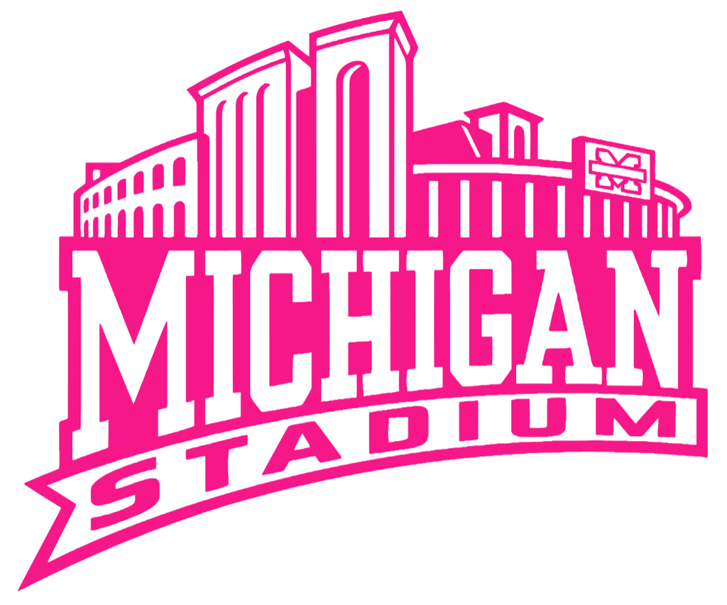 Michigan Wolverines Hot Pink Football Stadium Logo Premium DieCut Vinyl Decal PICK SIZE