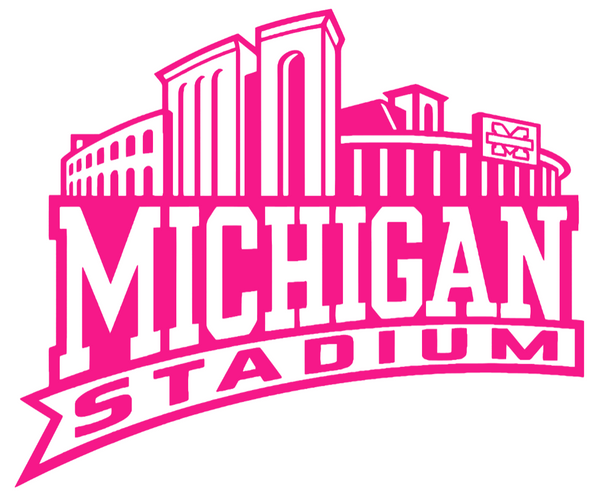 Michigan Wolverines Hot Pink Football Stadium Logo Premium DieCut Vinyl Decal PICK SIZE