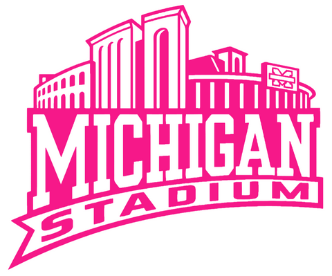Michigan Wolverines Hot Pink Football Stadium Logo Premium DieCut Vinyl Decal PICK SIZE