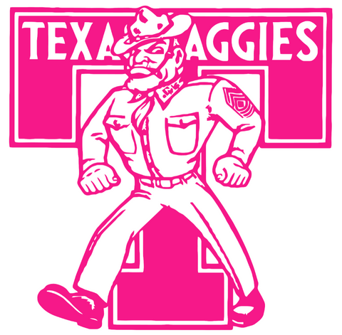 Texas A&M Aggies Hot Pink Retro Throwback Premium DieCut Vinyl Decal PICK SIZE
