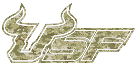 South Florida Bulls USF Logo Salute to Service Camouflage Camo Vinyl Decal PICK SIZE