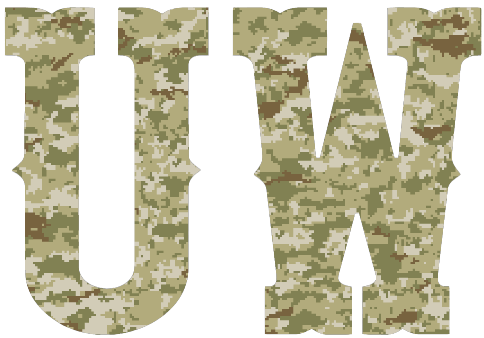 Wyoming Cowboys UW Logo Salute to Service Camouflage Camo Vinyl Decal PICK SIZE