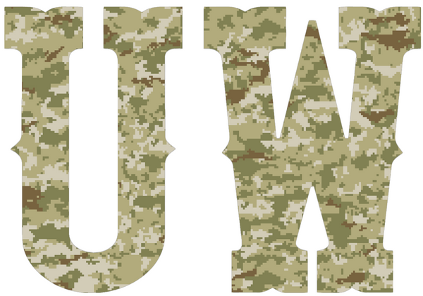 Wyoming Cowboys UW Logo Salute to Service Camouflage Camo Vinyl Decal PICK SIZE