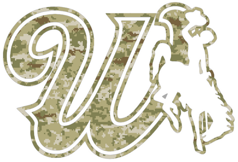 Wyoming Cowboys W Logo Salute to Service Camouflage Camo Vinyl Decal PICK SIZE