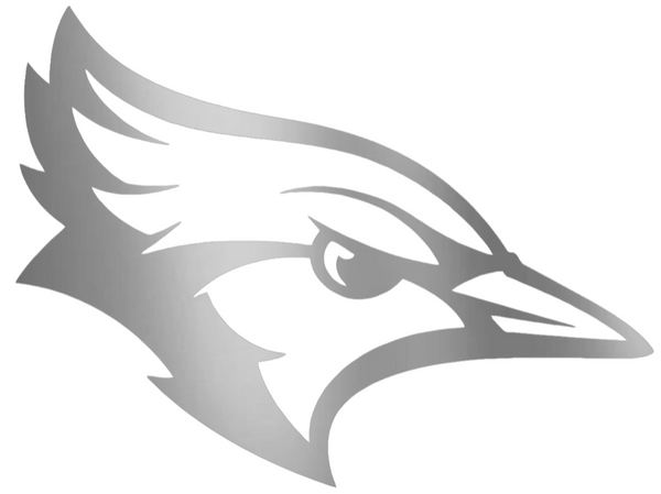Creighton Blue Jays SILVER CHROME MIRROR Mascot Logo Premium DieCut Vinyl Decal PICK SIZE