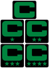 Dual Color Black Captain Patch Jersey C Style Football Helmet Decal - Perfect for Adult & Youth Full Size Football Helmets - PICK COLOR