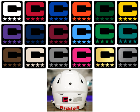 Dual Color Black Captain Patch Jersey C Style Football Helmet Decal - Perfect for Adult & Youth Full Size Football Helmets - PICK COLOR