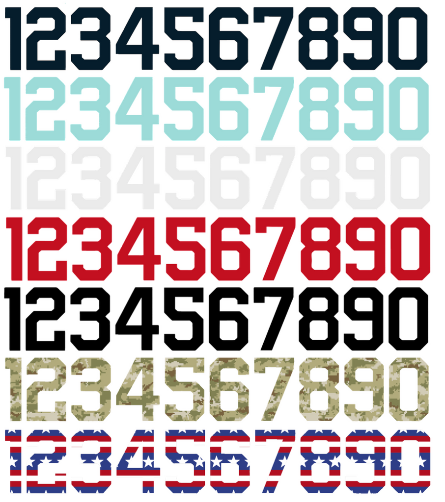 Seattle Kraken Helmet Jersey Style Vinyl Number Decal Sheet Set of 50 #0-9 - Pick Color & Size