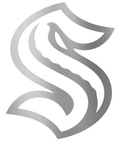 Seattle Kraken SILVER CHROME MIRROR Team Logo Premium DieCut Vinyl Decal PICK SIZE