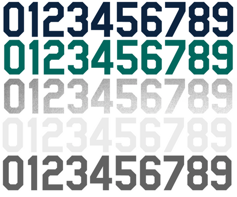 Seattle Mariners Baseball Helmet Jersey Style Vinyl Number Decal Sheet Set of 50 #0-9 - Pick Color & Size