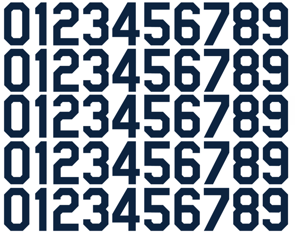 Seattle Mariners Baseball Helmet Jersey Style Vinyl Number Decal Sheet Set of 50 #0-9 - Pick Color & Size