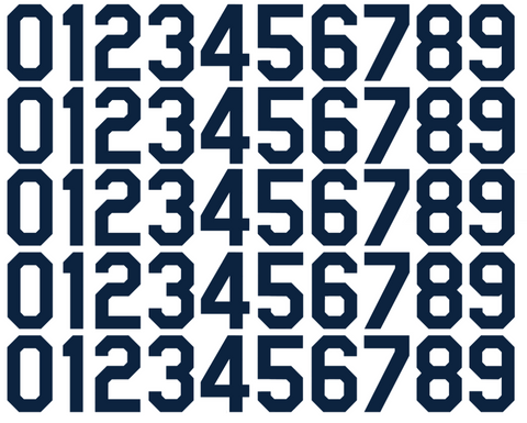 Seattle Mariners Baseball Helmet Jersey Style Vinyl Number Decal Sheet Set of 50 #0-9 - Pick Color & Size