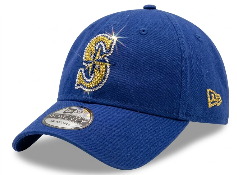 Seattle Mariners Swarovski Crystal Bling Womens Royal Blue New Era Adjustable Hat