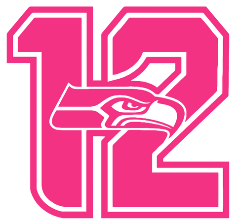 Seattle Seahawks Hot Pink 12th Man Logo Premium DieCut Vinyl Decal PICK SIZE