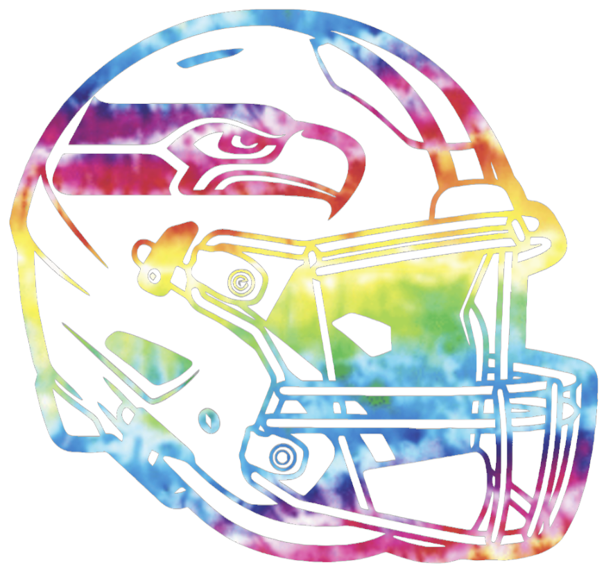 Seattle Seahawks Crucial Catch Cancer Football Helmet Tie Dye Vinyl Decal PICK SIZE