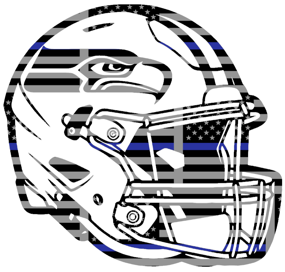 Seattle Seahawks Football Helmet Thin Blue Line American Flag Premium DieCut Vinyl Decal PICK SIZE